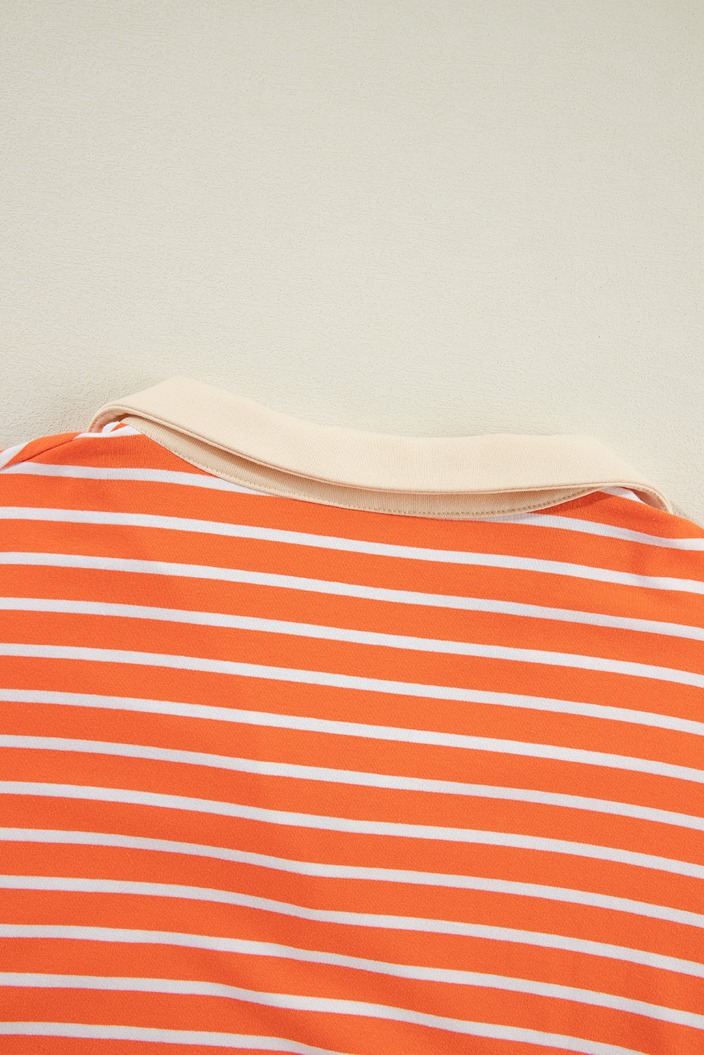 Orange Stripe Color Block Loose Fit Collared Drop Shoulder Sweatshirt