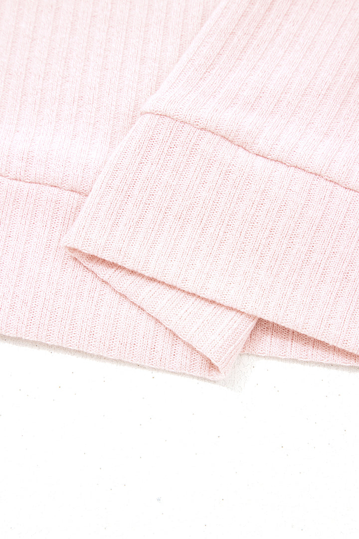 Light Pink Collared V Neck Ribbed Tee