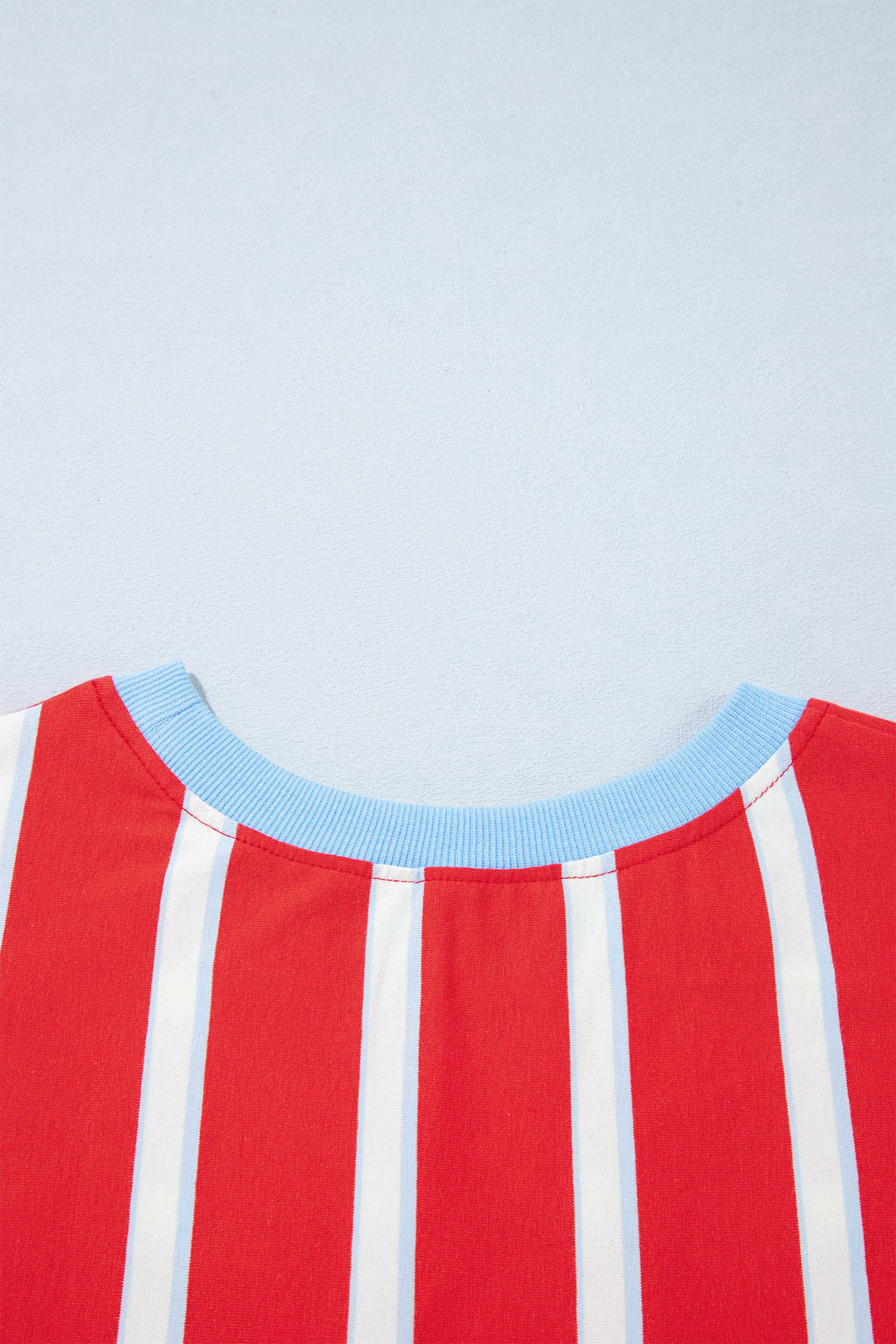 Racing Red Striped Bow Tie Hollowed Back 7/8 Sleeve Casual T-Shirt