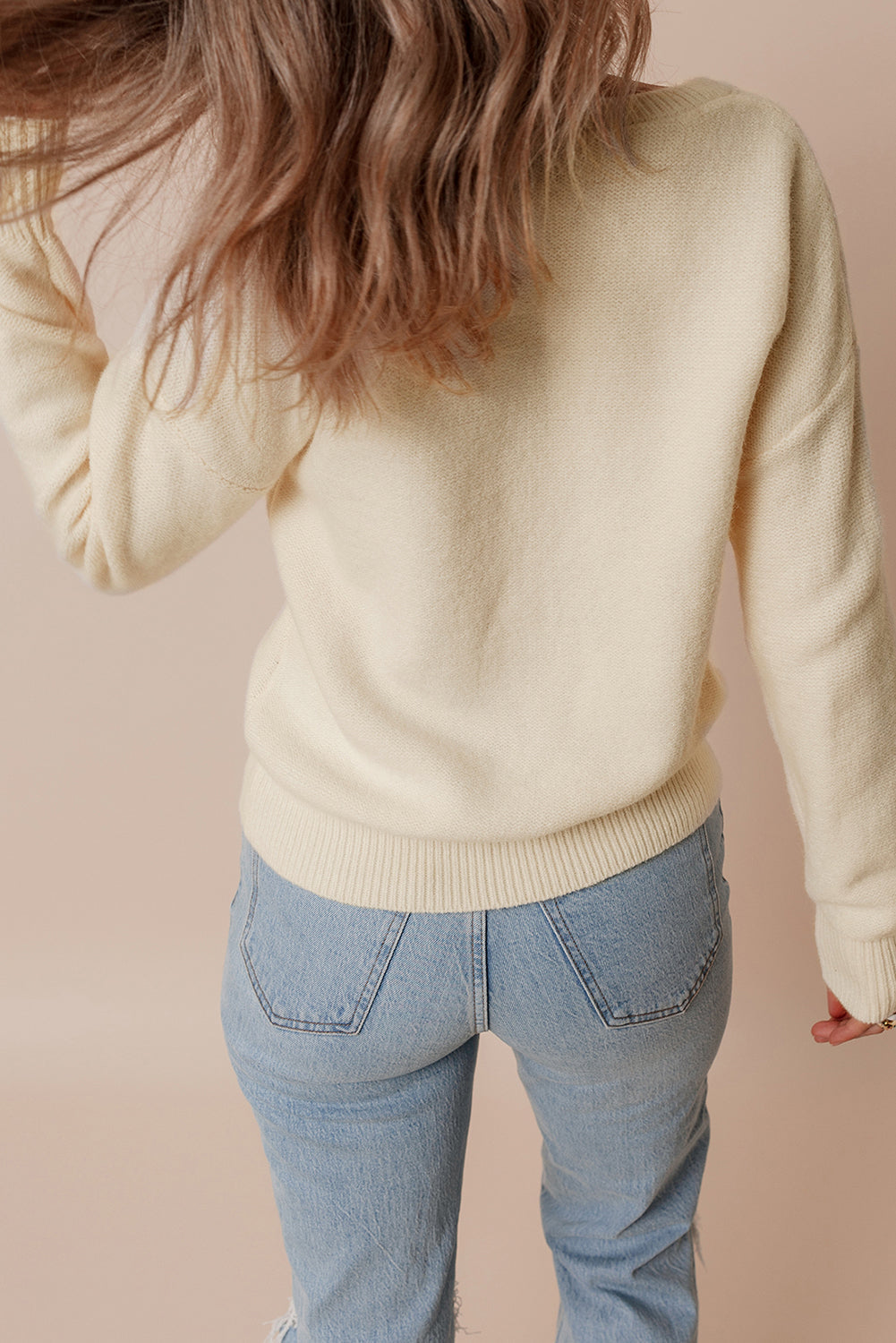 Tiana Pattern Ribbed Edge Sweater
