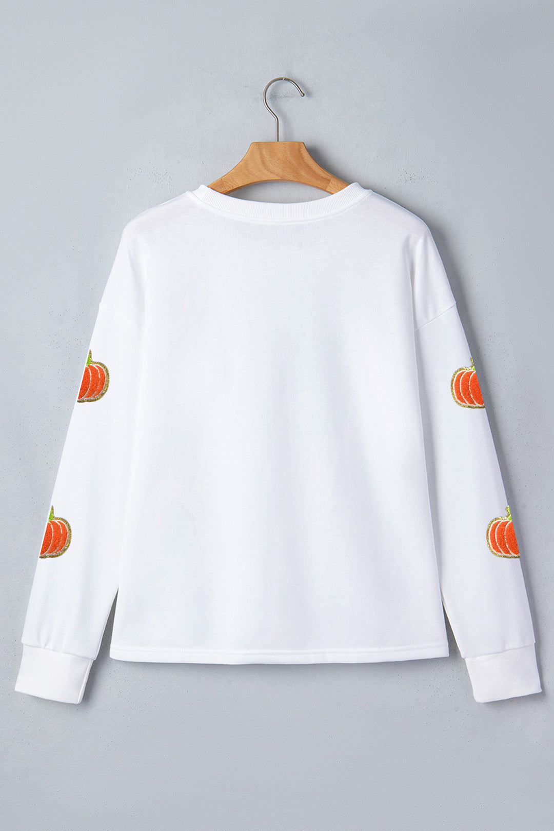 White Glitter Chenille Pumpkin Patch Graphic Long Sleeve Top