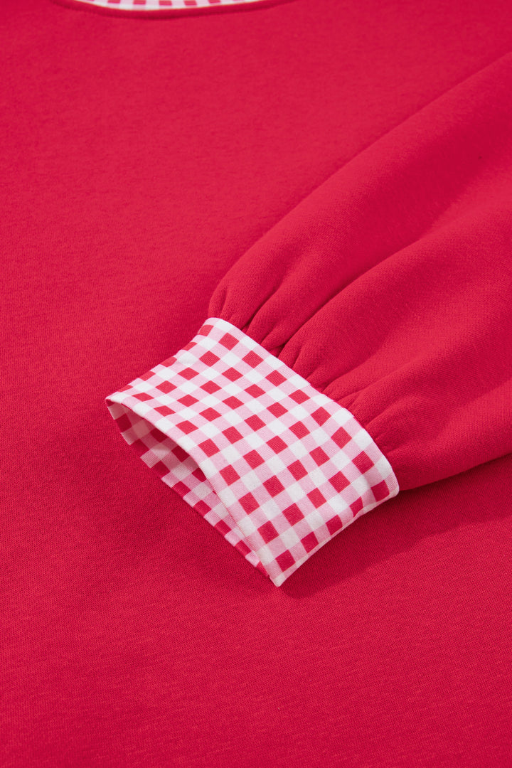 Red Colorblock Polka Dot Contrast Trim Oversized Sweatshirt