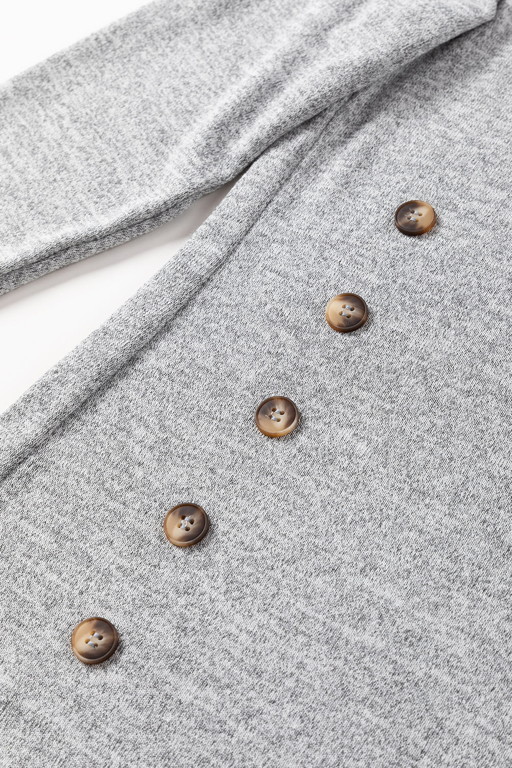 Gray Side Buttons Crew Neck Knit Top