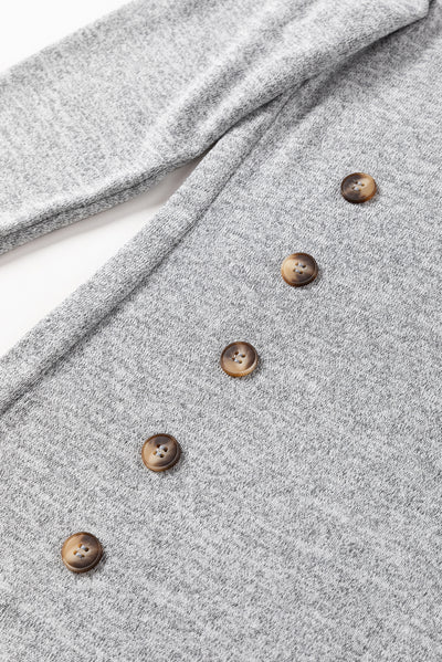 Gray Side Buttons Crew Neck Knit Top