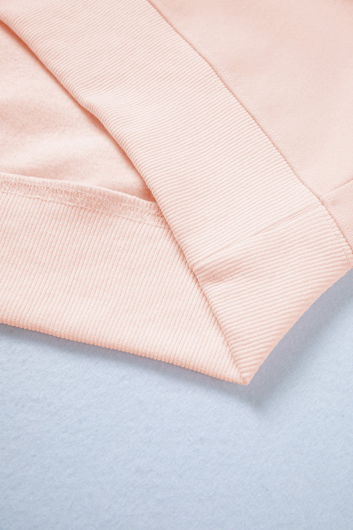 Light Pink Oversize Blessed Embroidered Mock Neck Sweatshirt