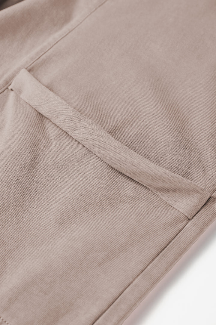 Smoke Gray Mineral Wash Exposed Seam Drawstring Elastic Waistband Wide Leg Cargo Pants