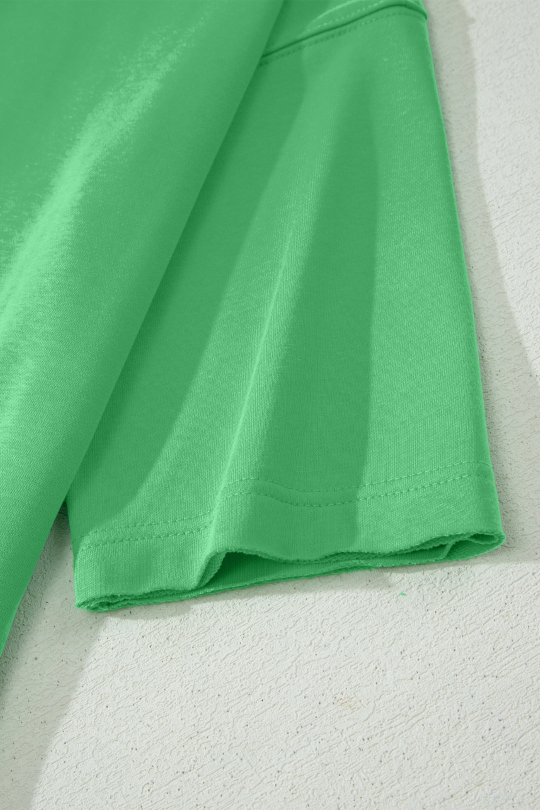 Bright Green Solid Color Raw Edge Half Sleeve Pocketed Loose Romper