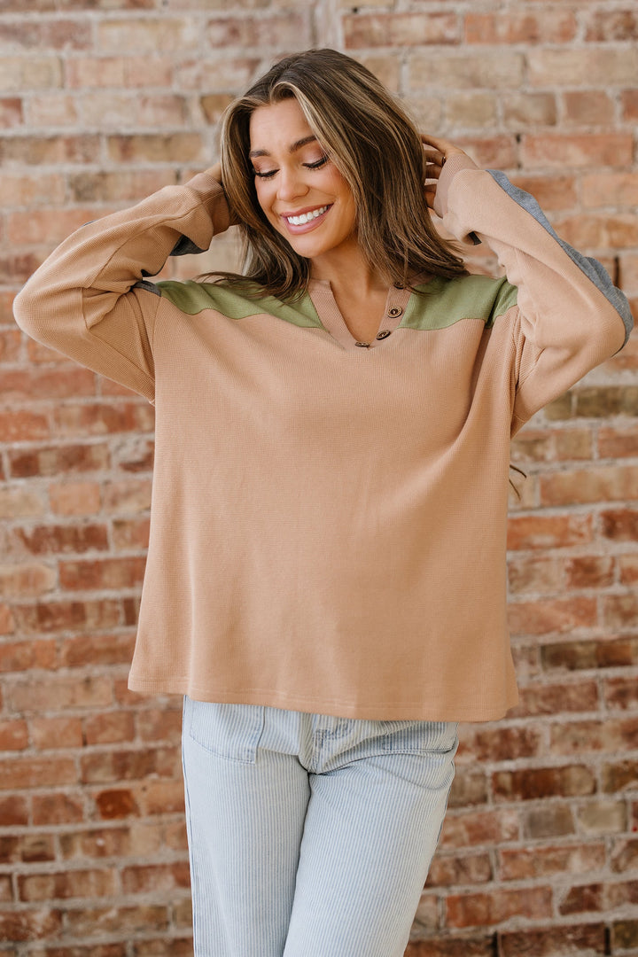 Amirah Drop Shoulder Henley Top