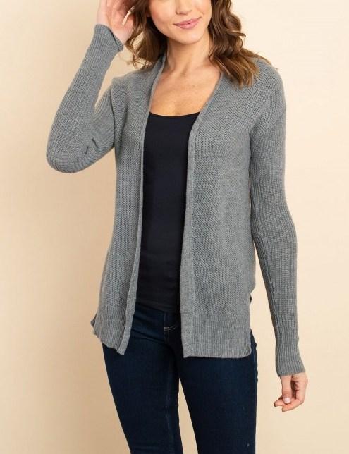 Drop Shoulder Open Front Cardigan