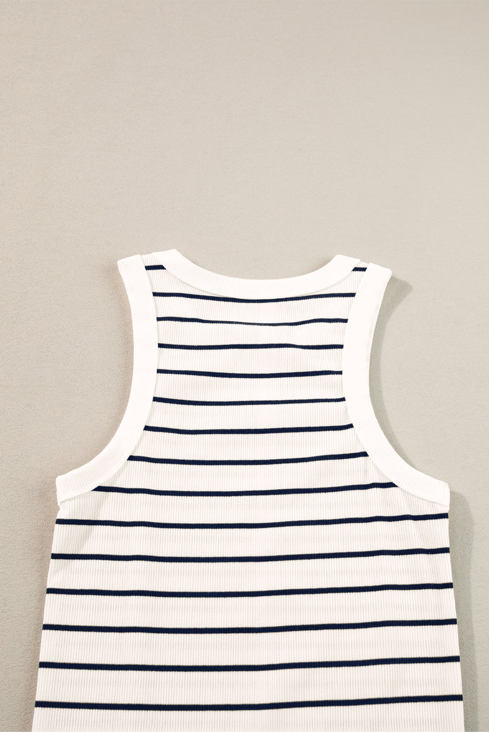 White Stripe Ribbed Knit Tank Mini Dress