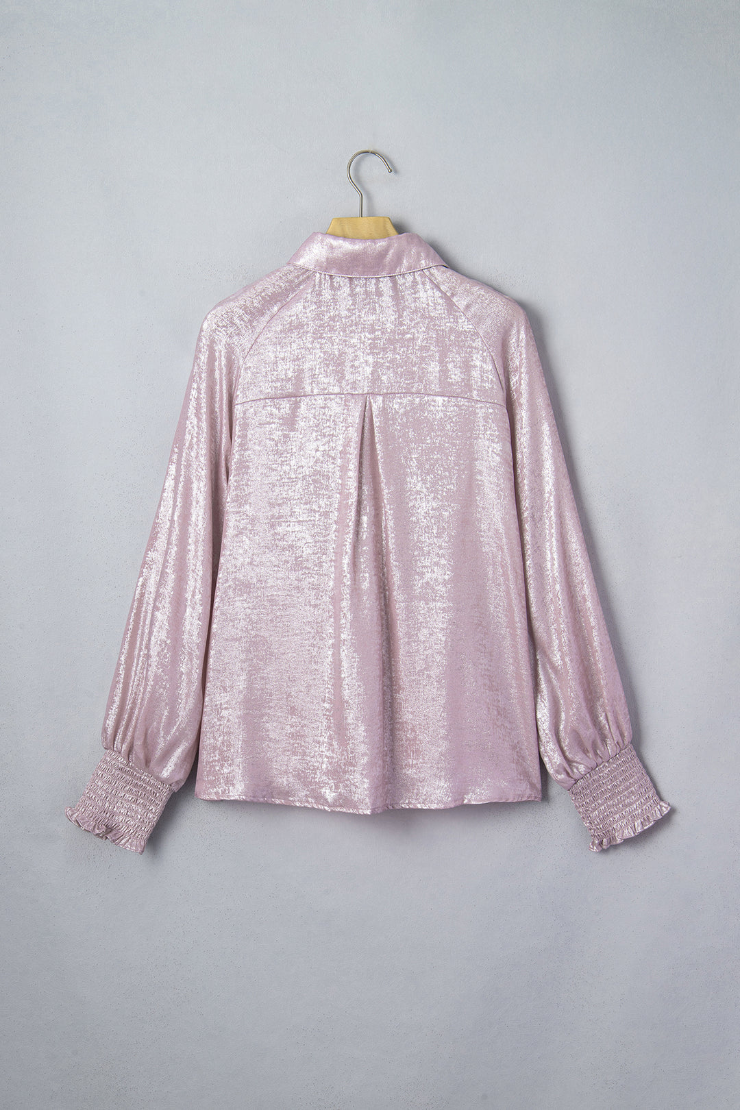 Delicacy Long Sleeve Button Front Ruffle Cuffs Back Paneling Shirt