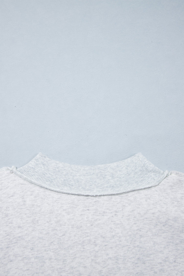 Gray PRAY Polka Dot Embroidered Mock Neck Sweatshirt