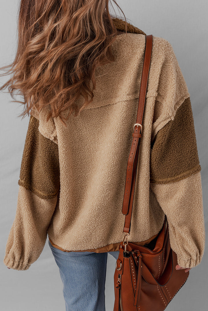 Adaline Patchwork Half Sherpa Sweatshirt