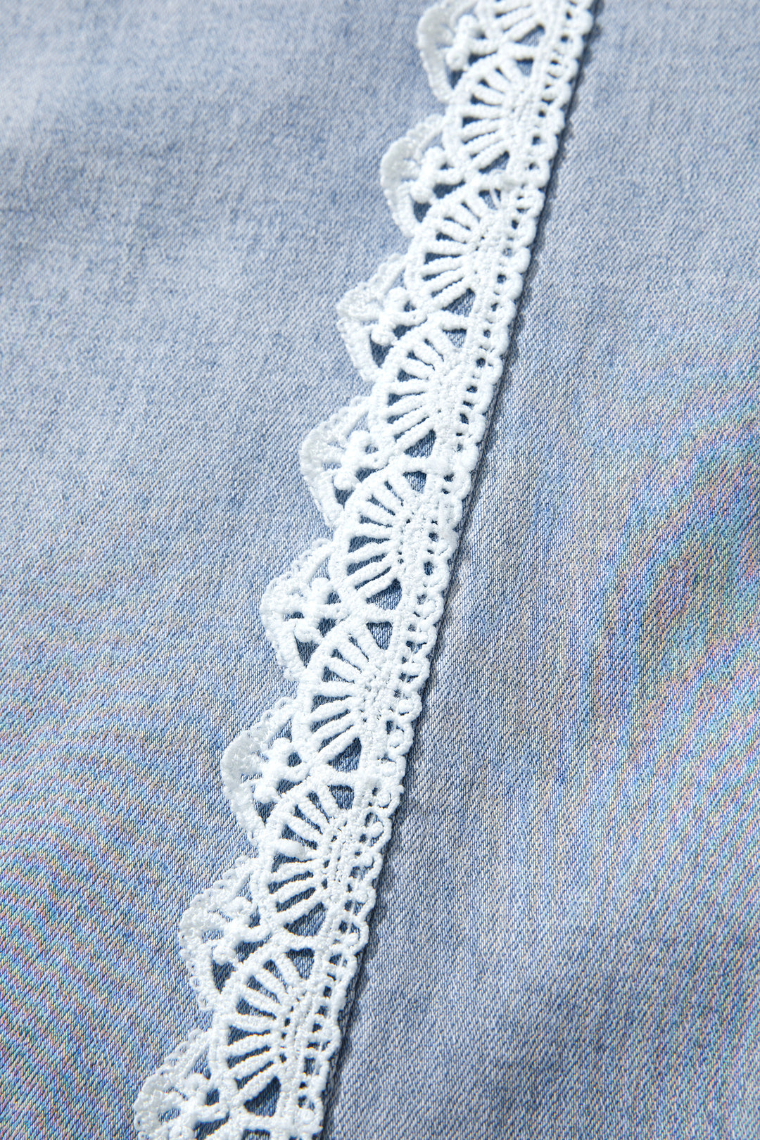 Beau Blue Lace Trim Casual Full-Length Regular Fit Jeans
