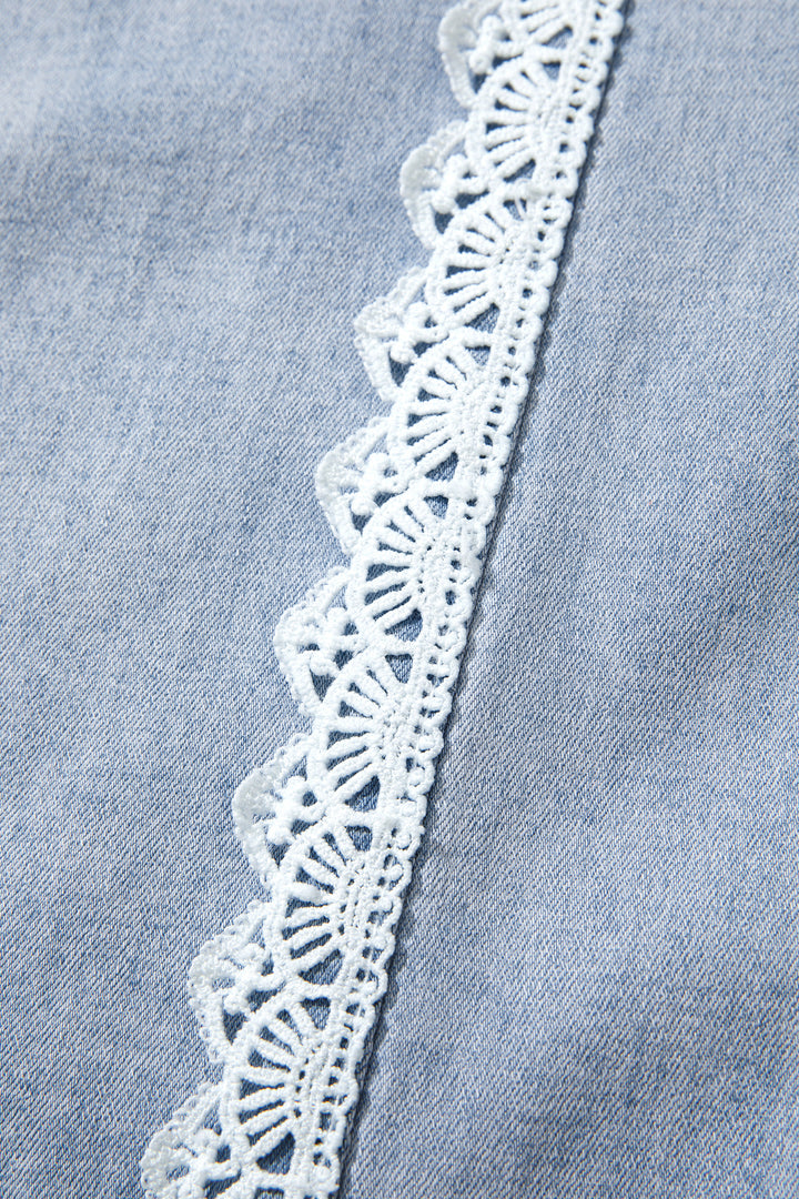 Beau Blue Lace Trim Casual Full-Length Regular Fit Jeans