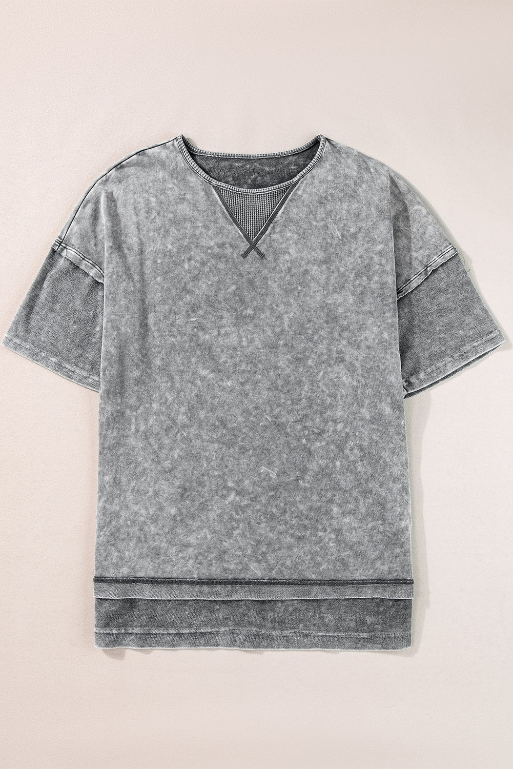 Philippine Gray Mineral Wash Exposed Seam Drop Shoulder Oversized Tee