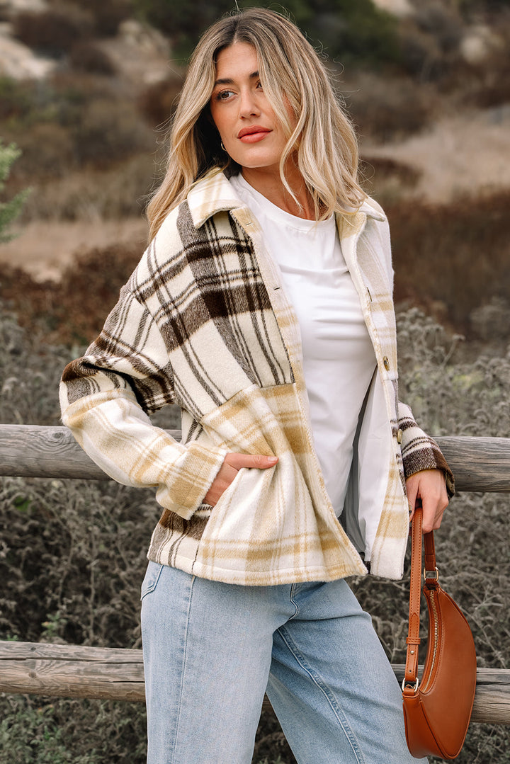 Julinique Plaid Patchwork Side Shacket