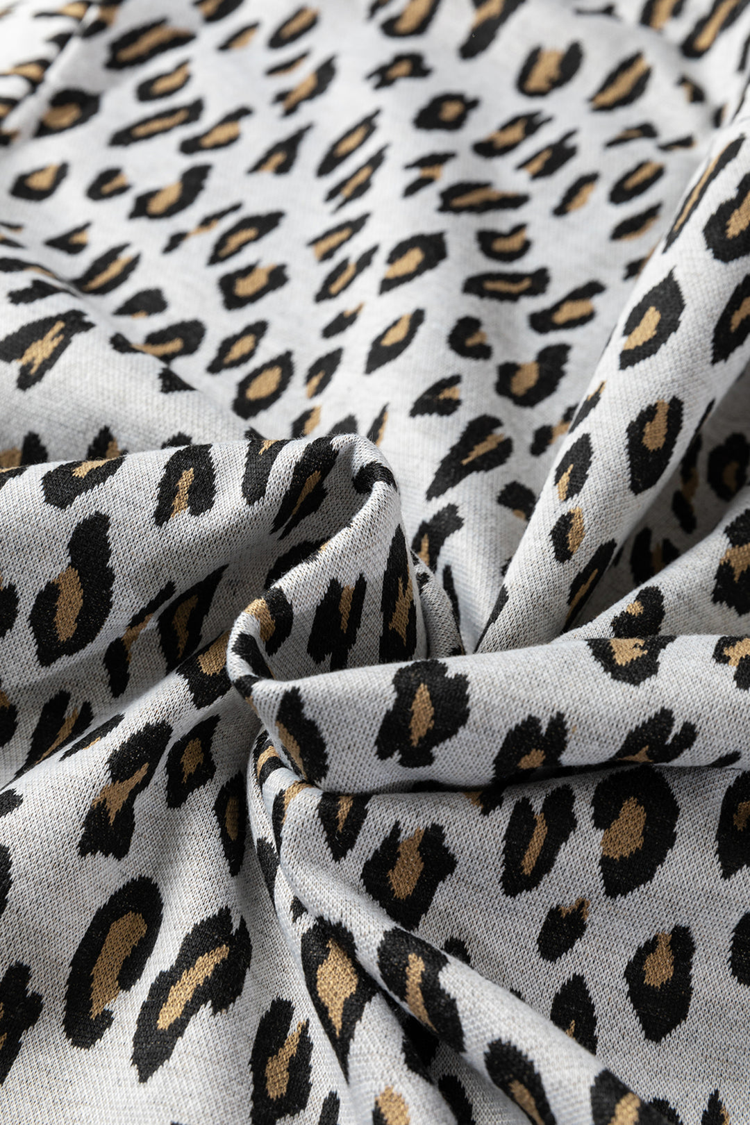 Beige Leopard Print Casual Tee and Pants 2pcs Outfit