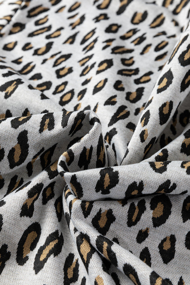 Beige Leopard Print Casual Tee and Pants 2pcs Outfit