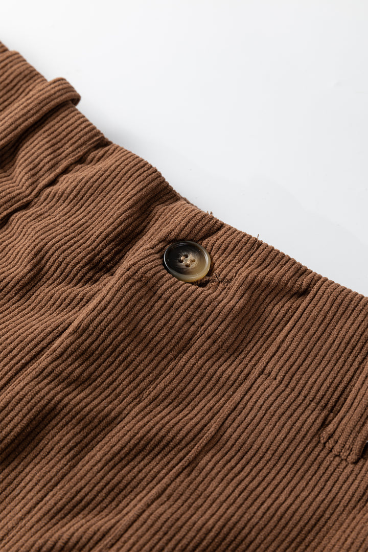 Coffee Front Slit Shift High Waist Midi Skirt