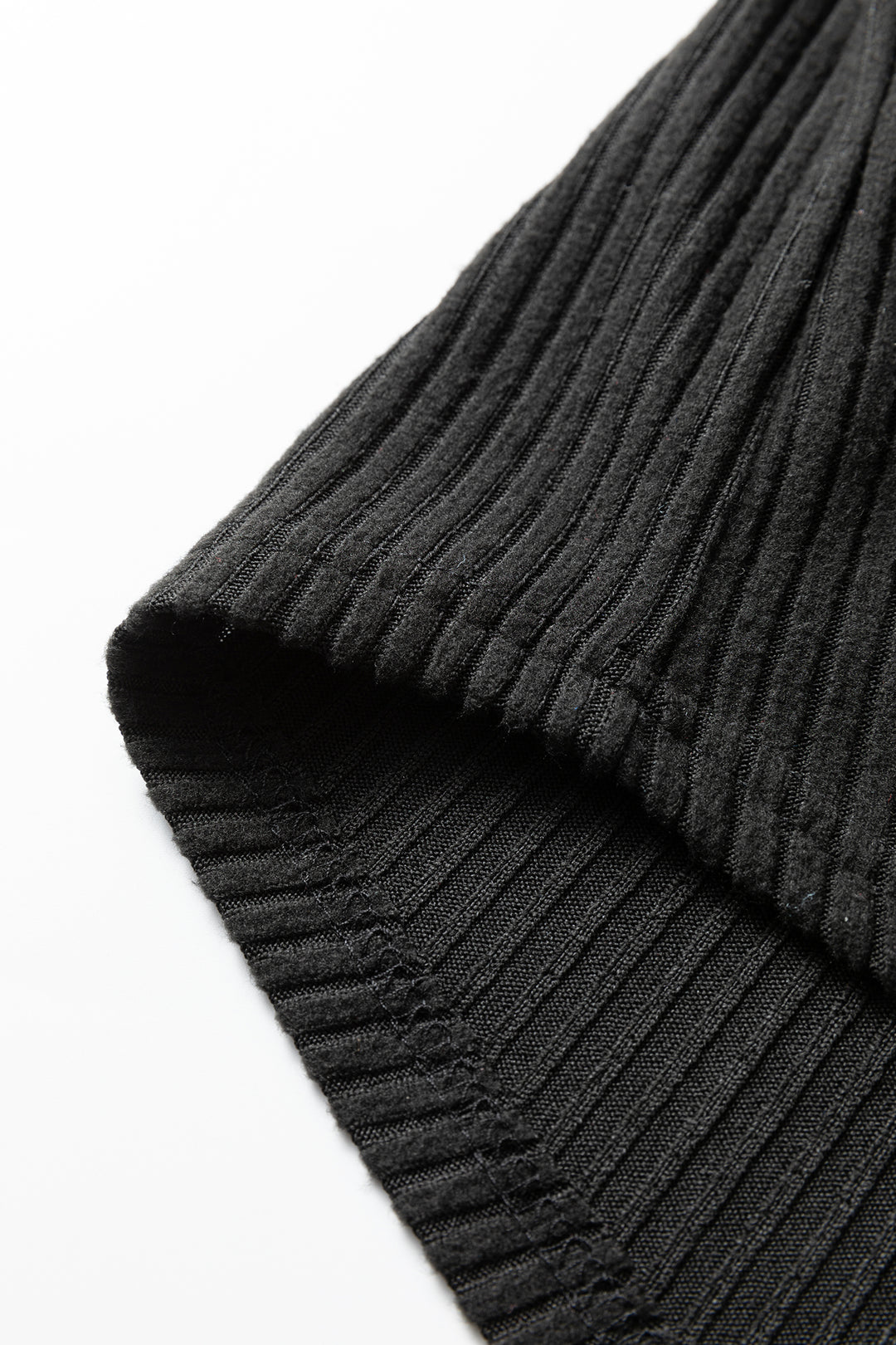 Black Ribbed Notched Neck Knit Long Sleeve Leggings Two Pieces Lounge Set