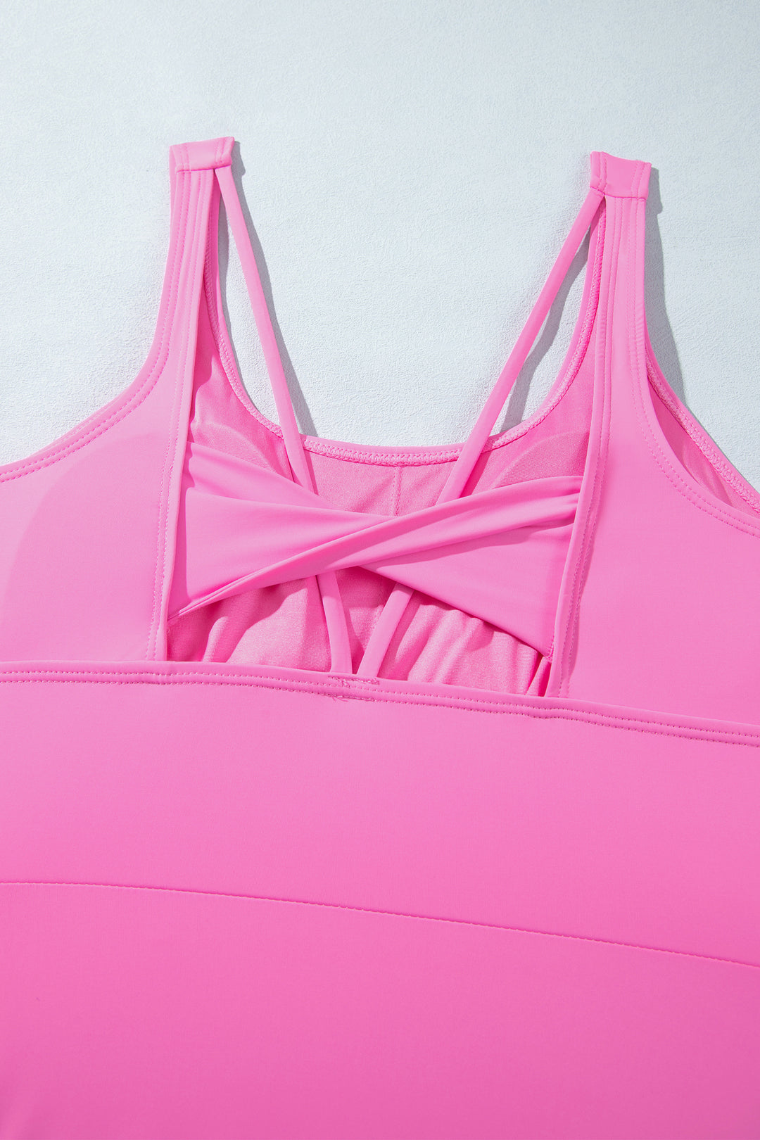 Bright Pink Twisted Strappy Back Active Mini Dress with Shorts