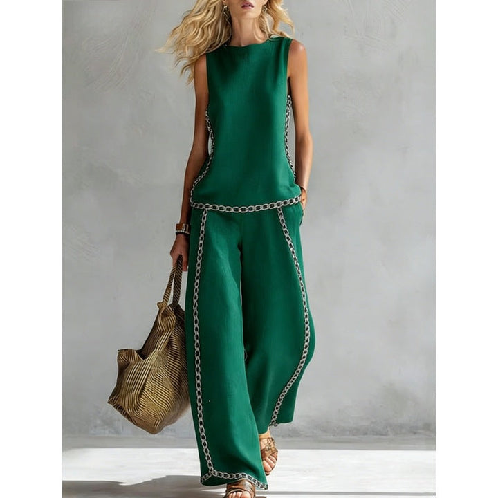 Printed Retro Sleeveless Top &amp; Wide-Leg Pants Set | 12 Prints S–5XL