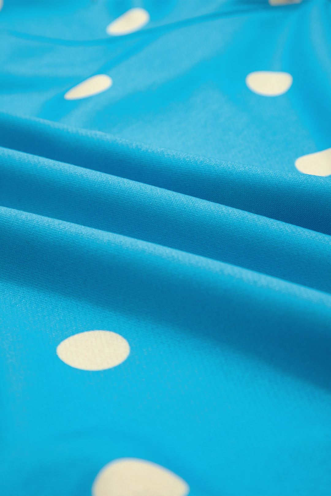 Blue Polka Dot Hooded Drawstring Long Sleeve Plus Size Set