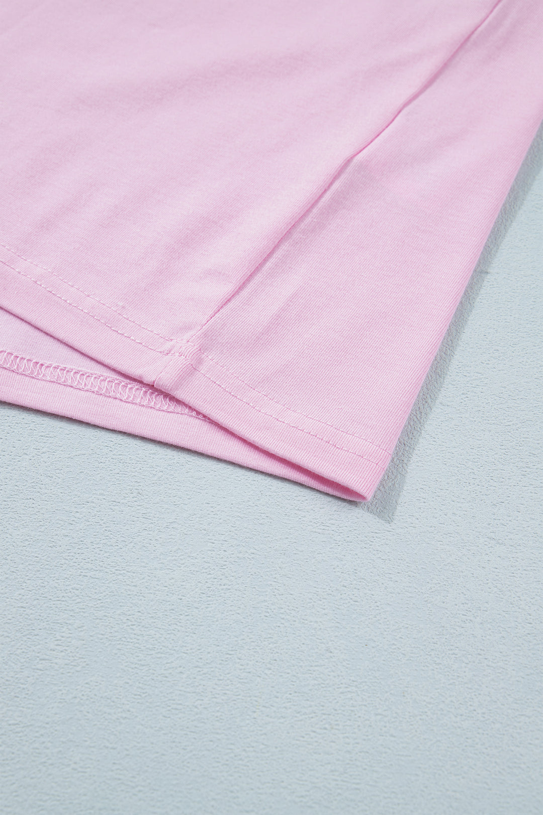 Gossamer Pink Embroidered Bow Detail Color Block Loose Tee