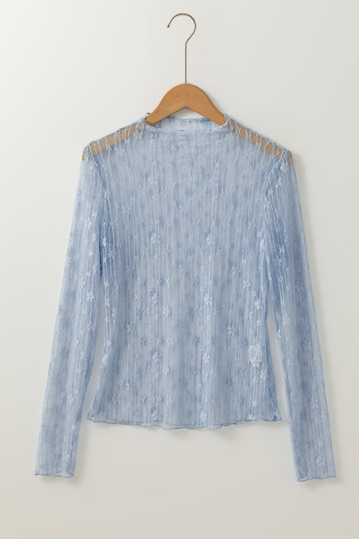 Adalynn Sheer Floral Lace Long Sleeve Top