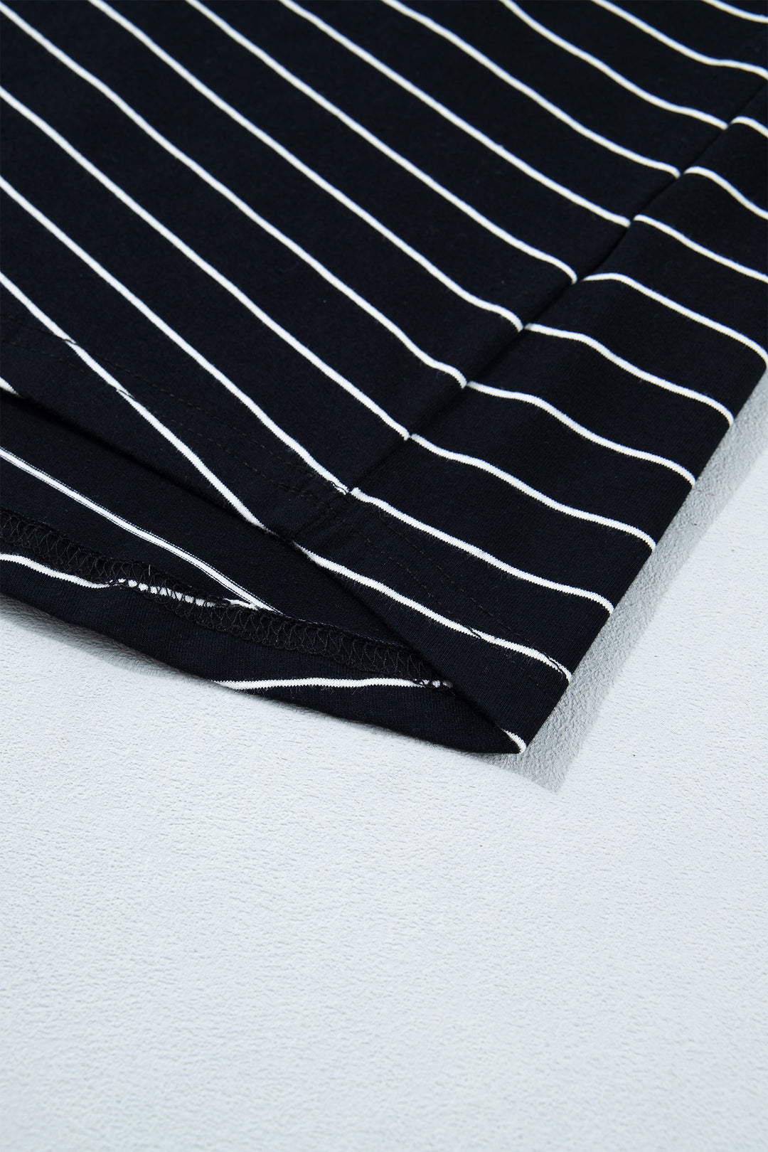 Black Stripe Drawstring Tunic Tank Mini Dress with Pockets