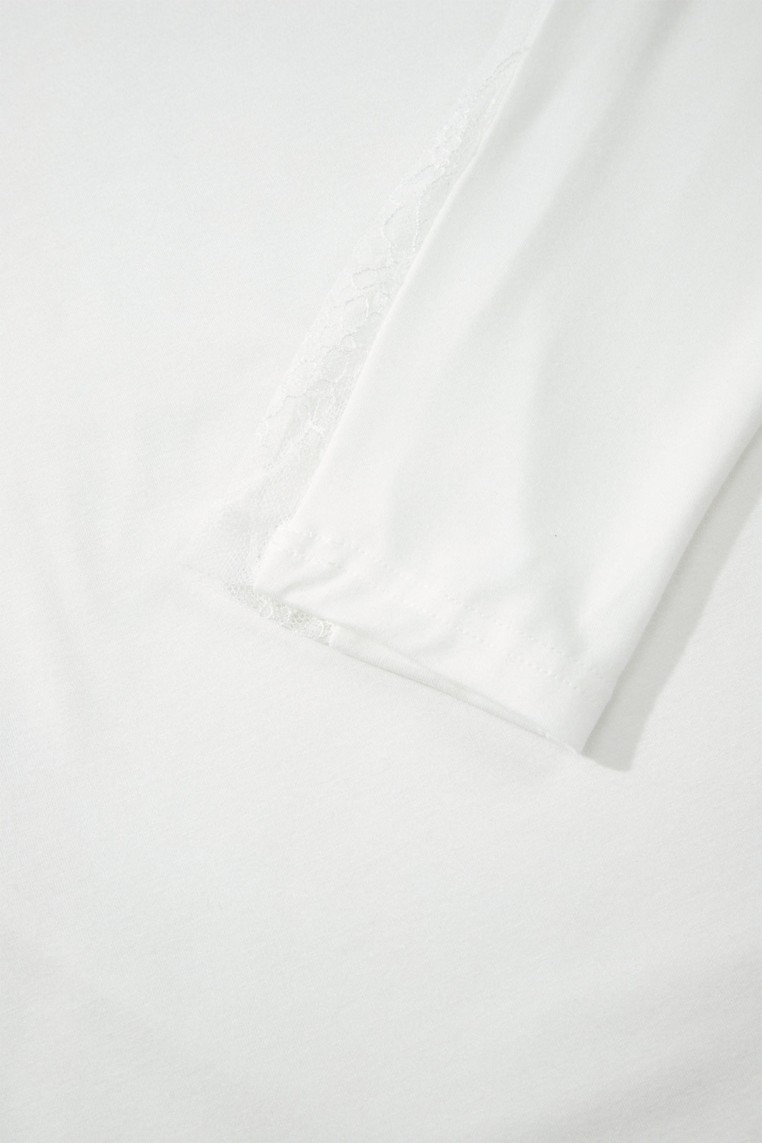 White Sheer Lace Splicing Long Sleeve Shift Top