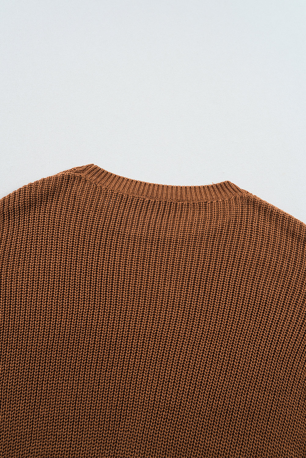 Chestnut Beaded Drop Shoulder Round Neck Sweater