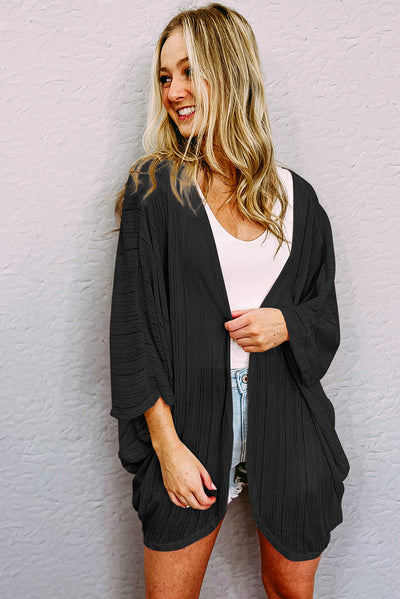 Pink Sheer Lightweight Knit Long Sleeve Cardigan