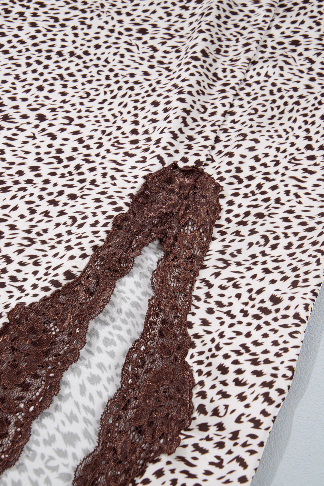Brown Cheetah Print Trim Split Long Western Skirt