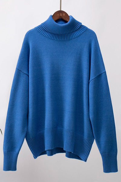 Turtle Neck Dropped Shoulder Sweater