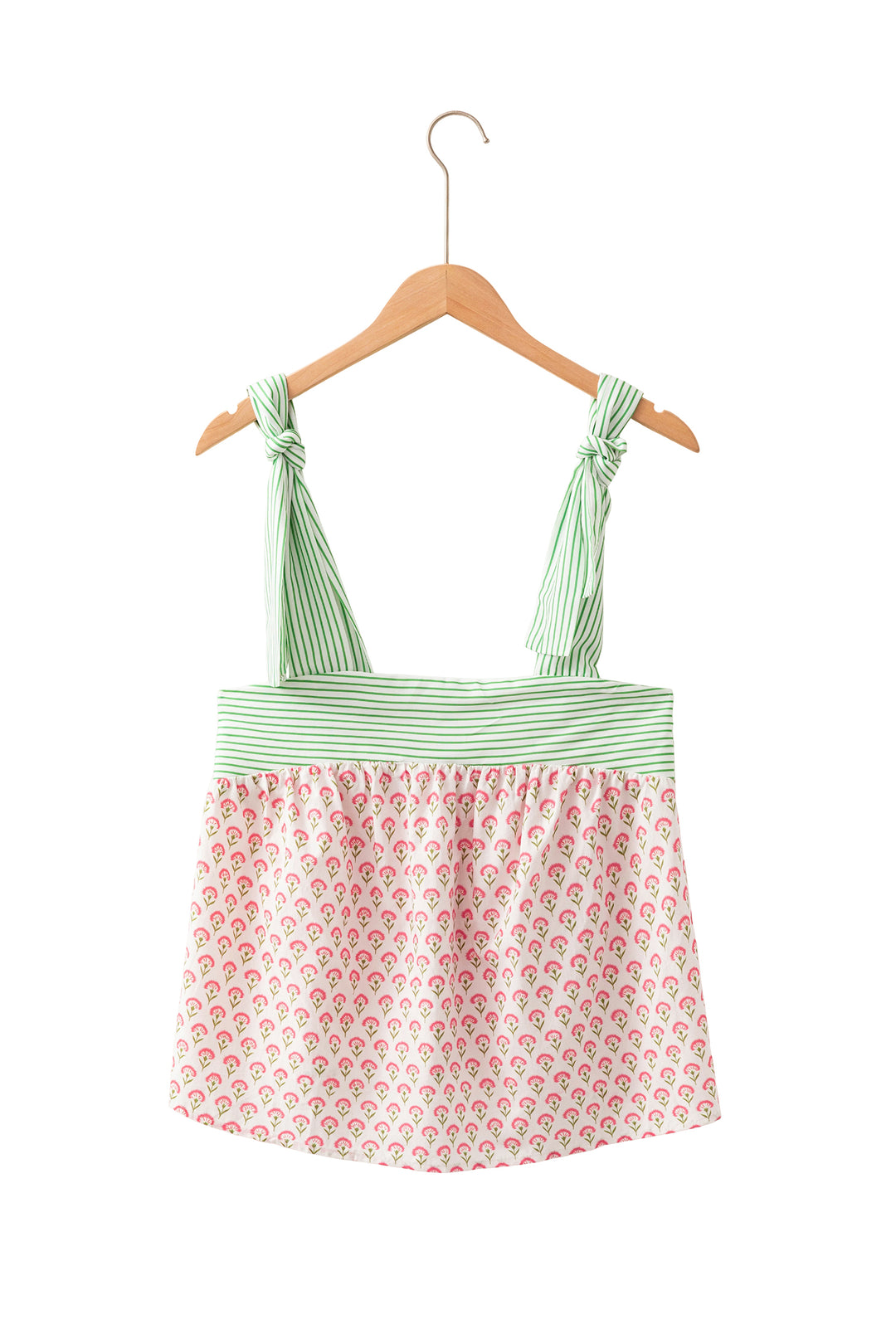 Pink Fashion Printed Knot Straps Babydoll Tank Top