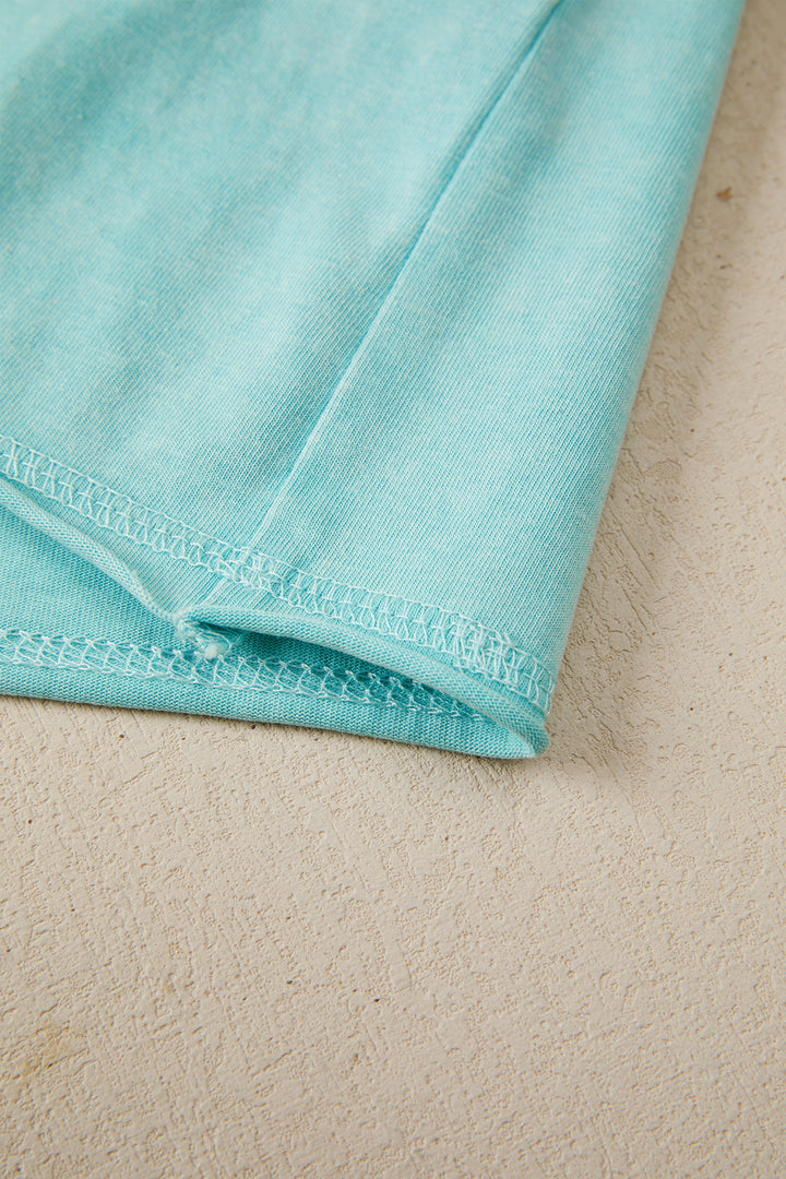 Mint Green Mineral Wash Raglan Sleeve Boxy Fit Cropped Tee