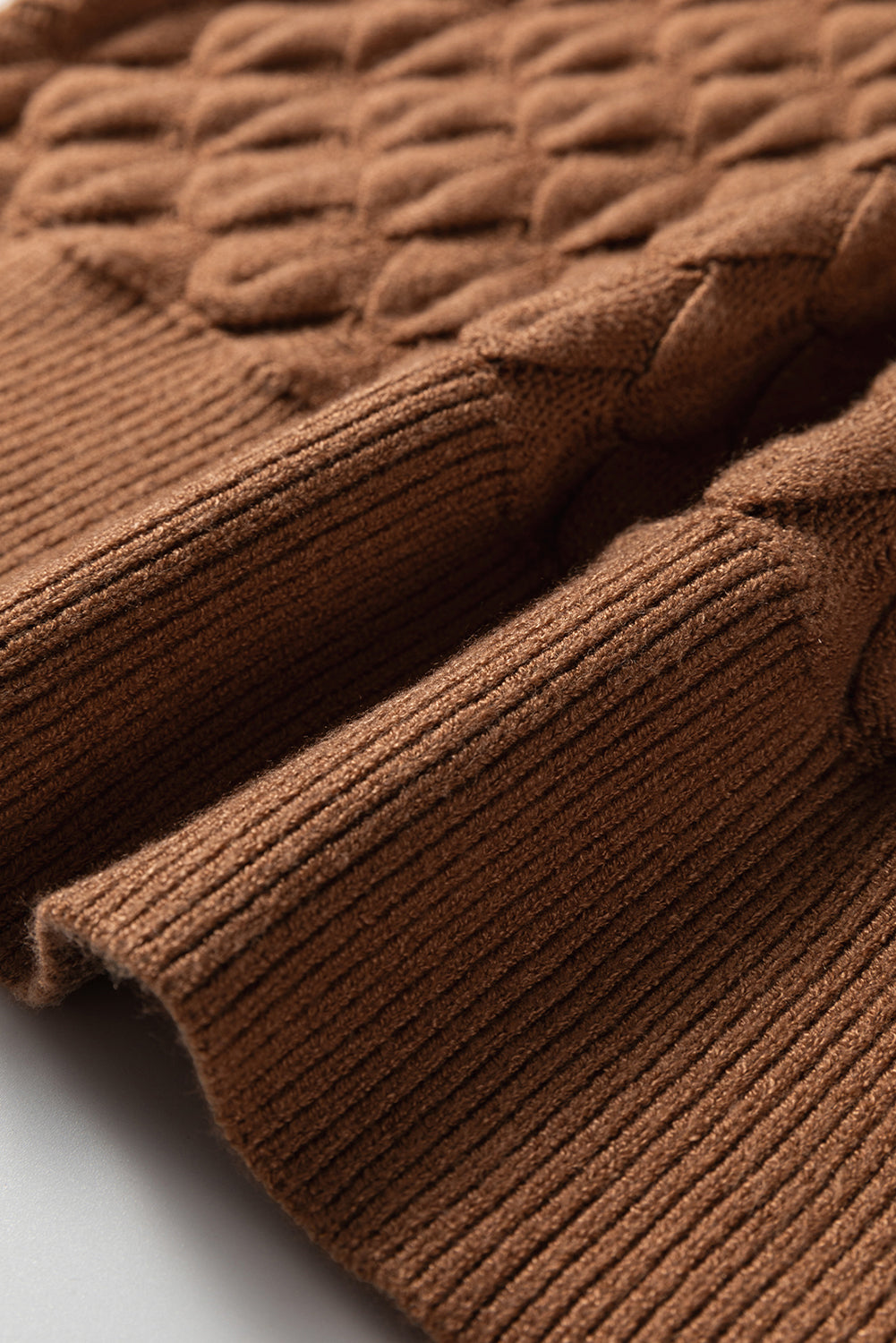 Straw Yellow Fish Scale Textured Knit Ribbed High Neck Short Sleeve Sweater