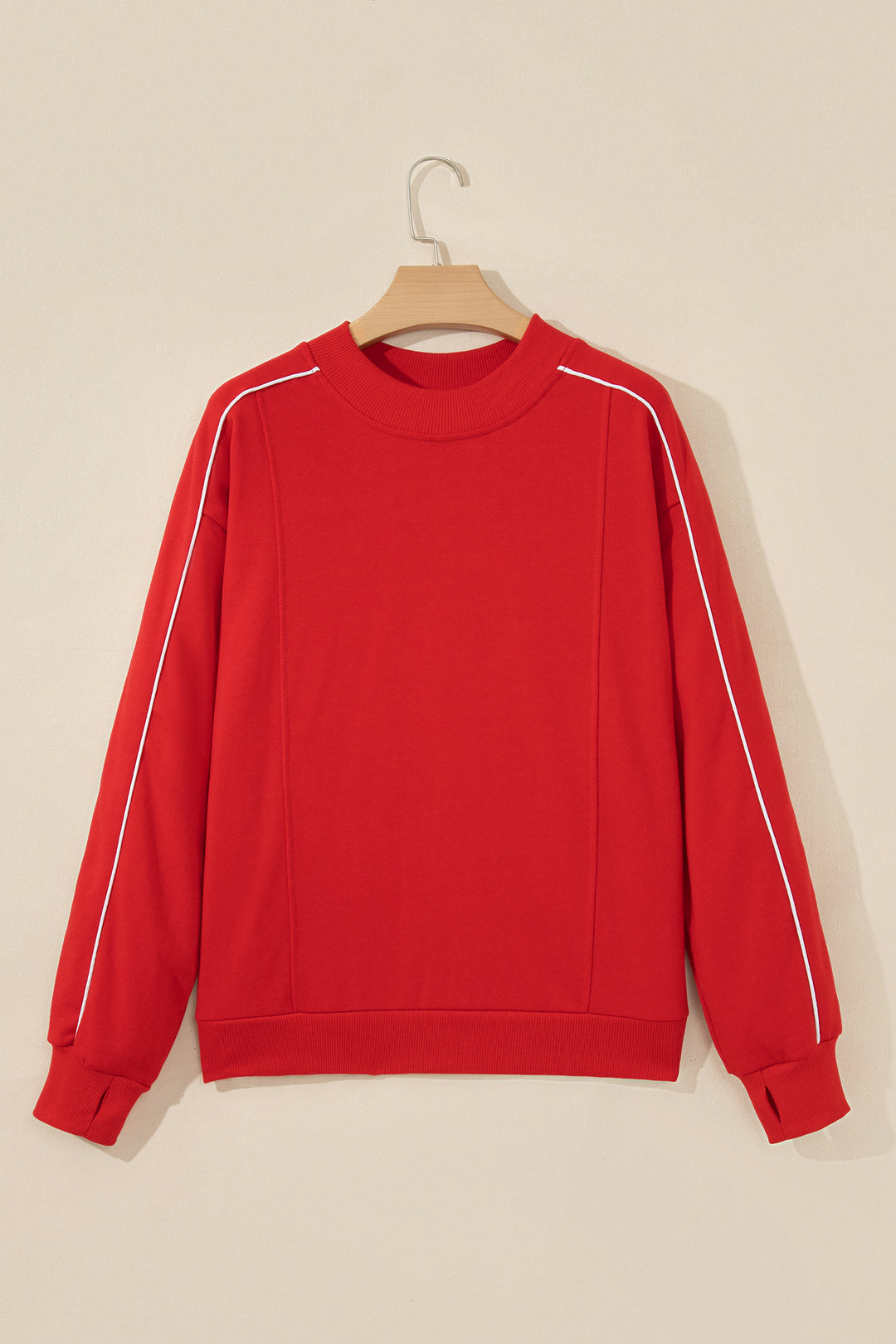 Fiery Red Stand Neck Long Sleeve Regular Fit Sweatshirt
