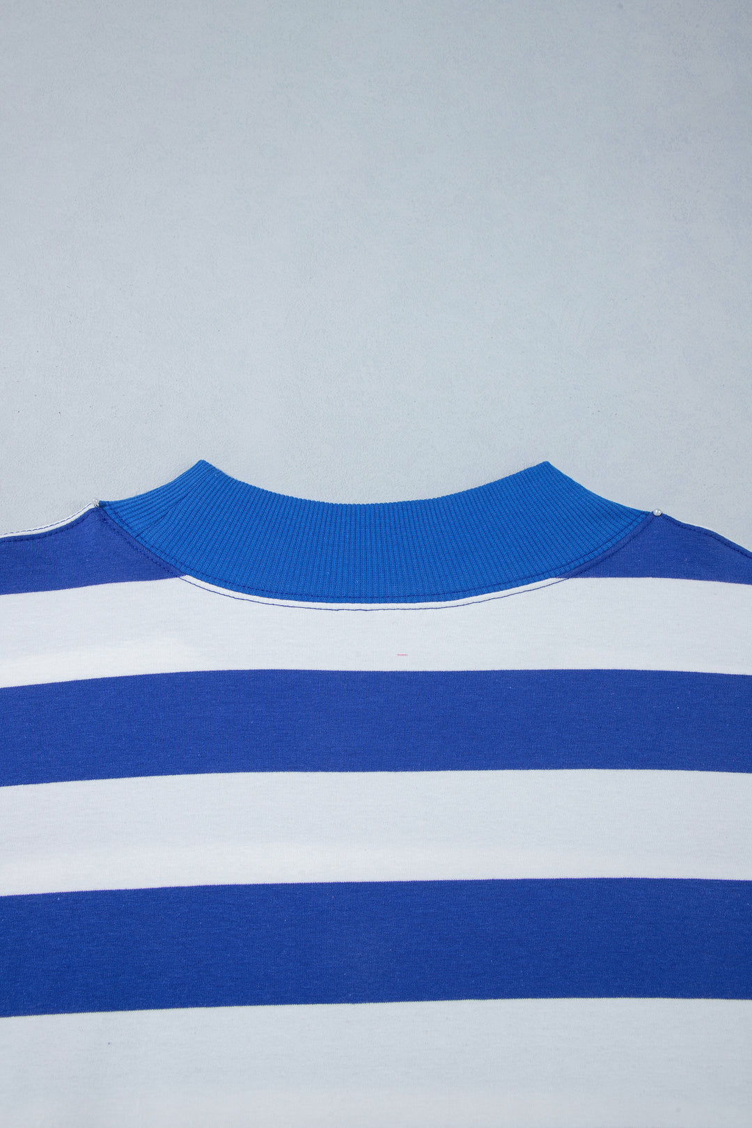 Orange Stripe Ribbed Trim Stand Neck Dropped Shoulder Plus Size Sweatshirt