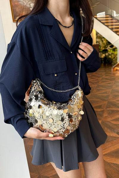 Sequin Chain Crossbody Bag