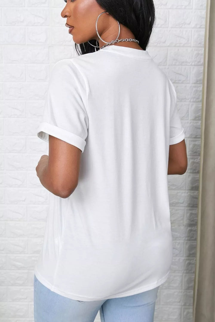 Round Neck Rolled Sleeve T-Shirt