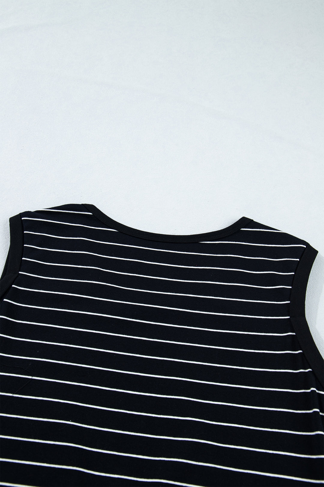 Black Stripe Drawstring Tunic Tank Mini Dress with Pockets