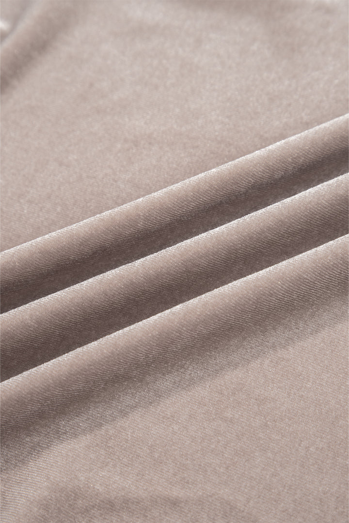 Smoke Gray 3/4 Sleeve Open Front Velvet Kimono