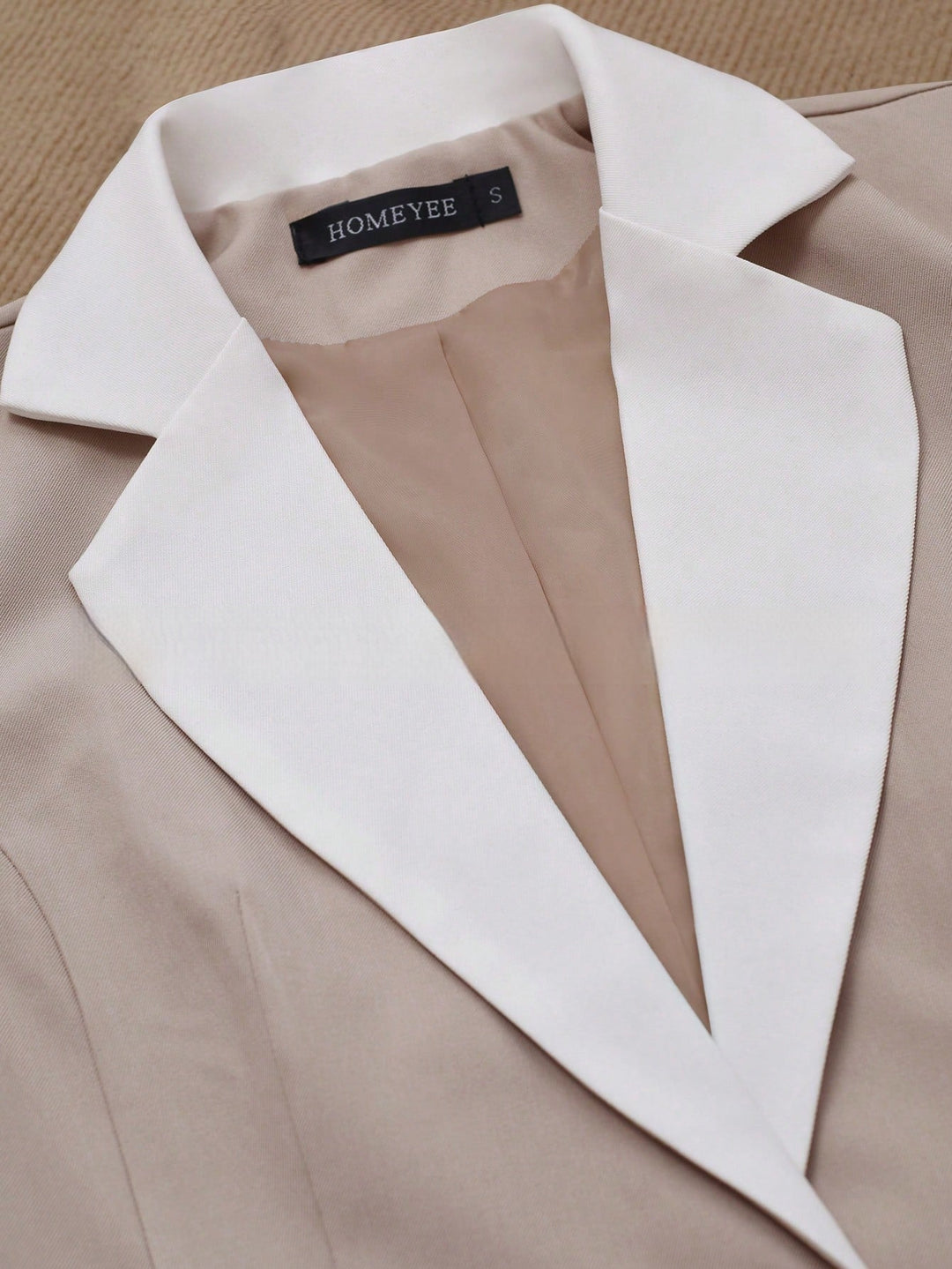 Women’s Contrasting Color Blazer – Elegant Button Formal Jacket