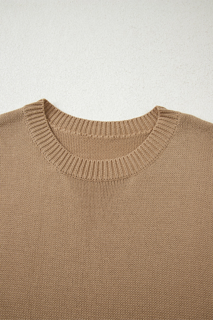 Pale Khaki Exposed Seam Drop Shoulder Oversize Sweater Mini Dress