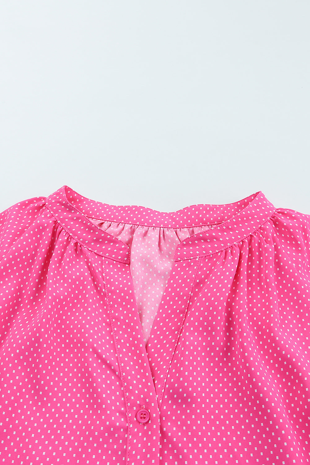 Pink 3/4 Sleeves Dotted Print Loose Shirt