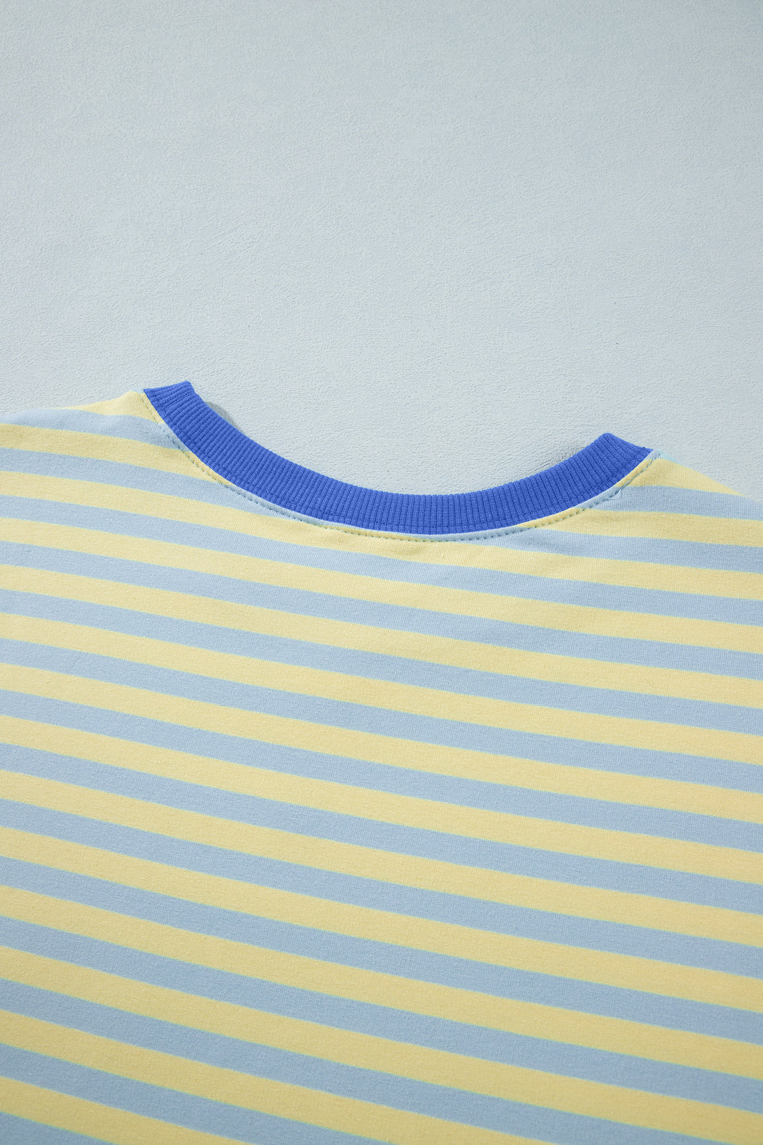 Pink Stripe Colorblock Trim Crew Neck Loose Tee Drawstring Elastic Waist 2pcs Pant Set