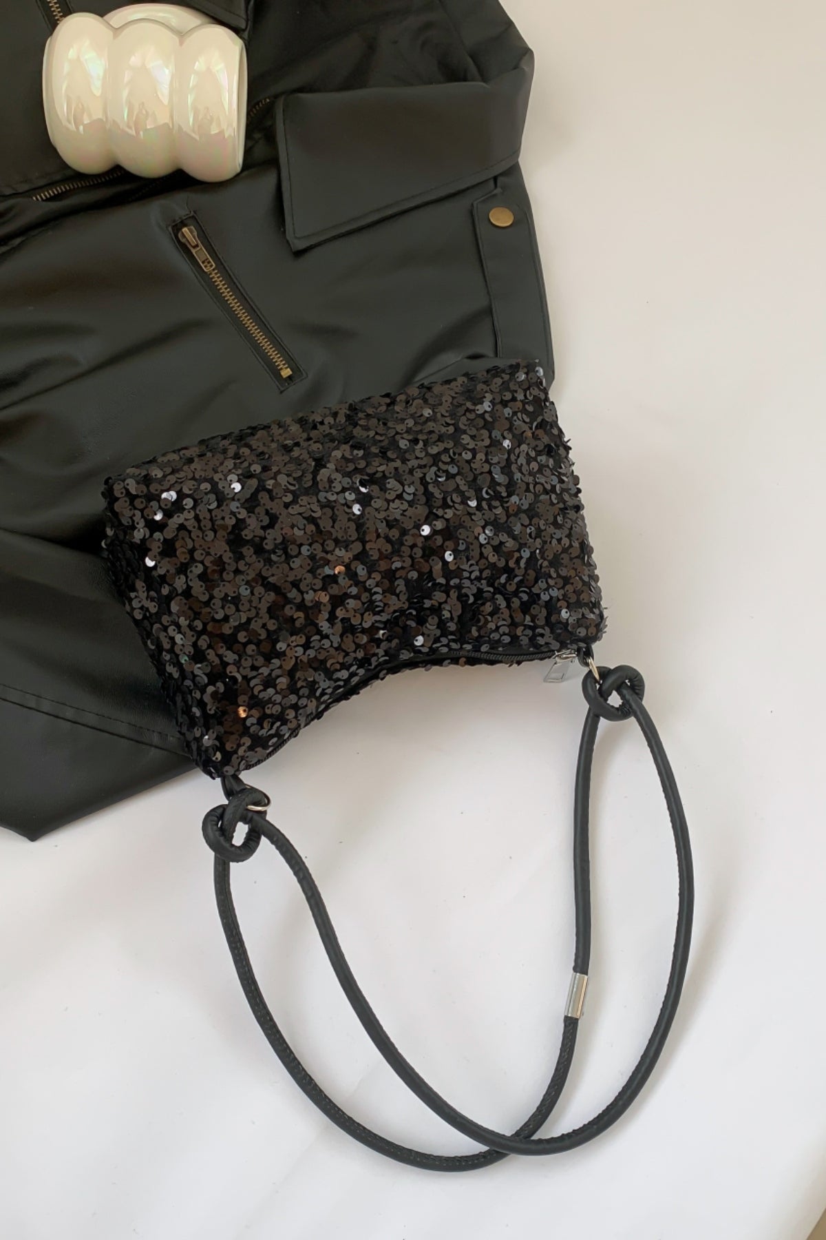 Sequin Double Strap Shoulder Bag